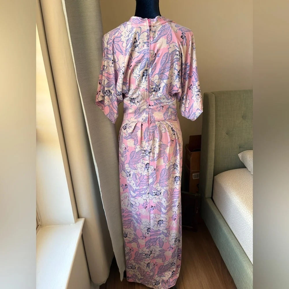Lilly Pulitzer sz 10 Wisteria kimono Sleeve V-Neck Maxi Dress Floral Stretch